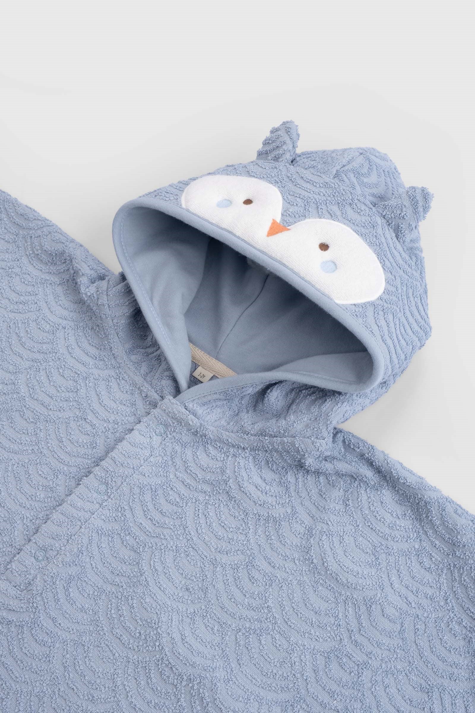 ORGANİK PAMUK MAVİ BAYKUŞ HAVLU PANÇO