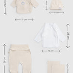 Ters Dikişli Organik Pamuk Ekru 10'lu Prematüre Bebek Seti