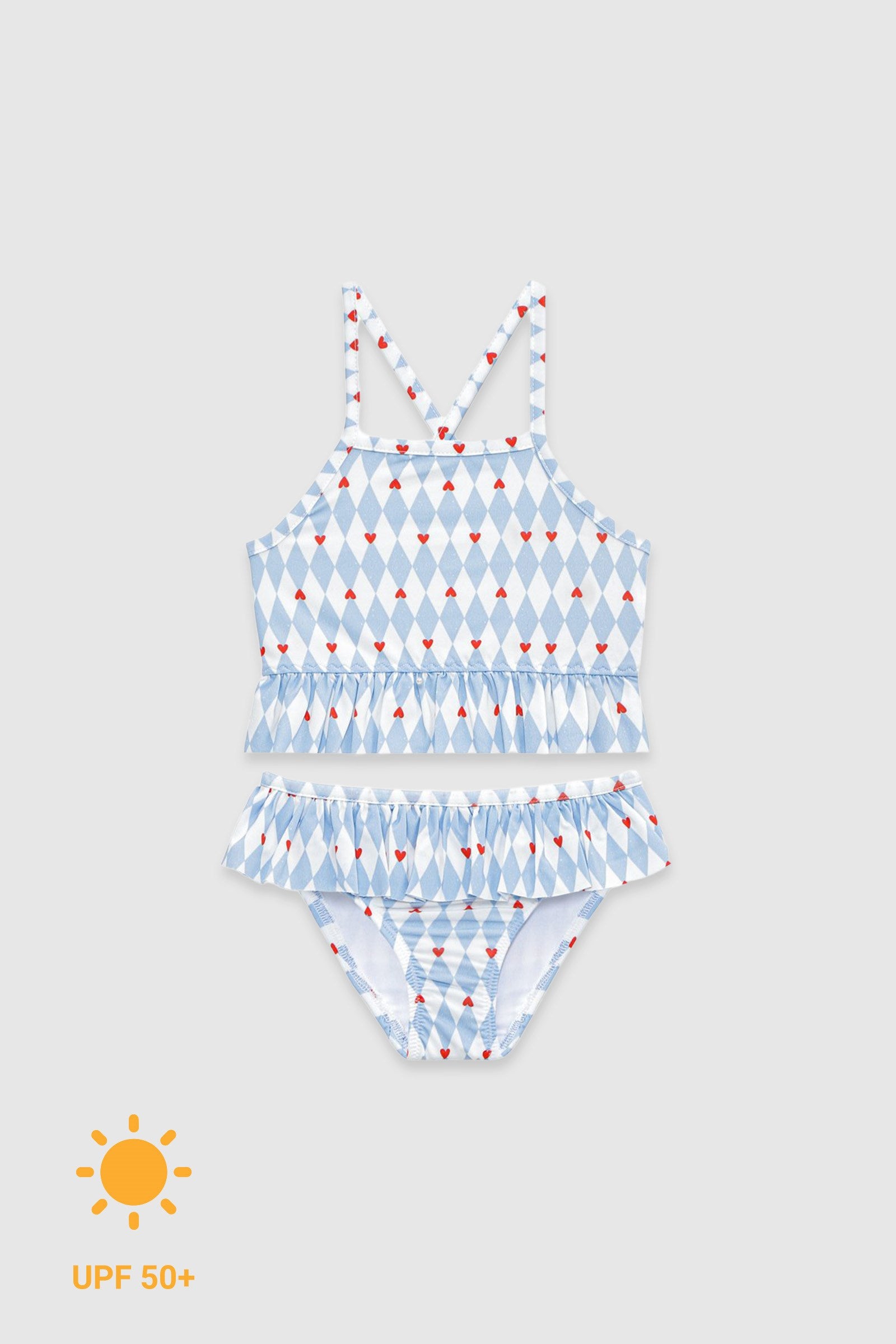 UV Korumalı Fırfırlı Kız Çocuk Bikini Takımı Diamonds Sand Mother