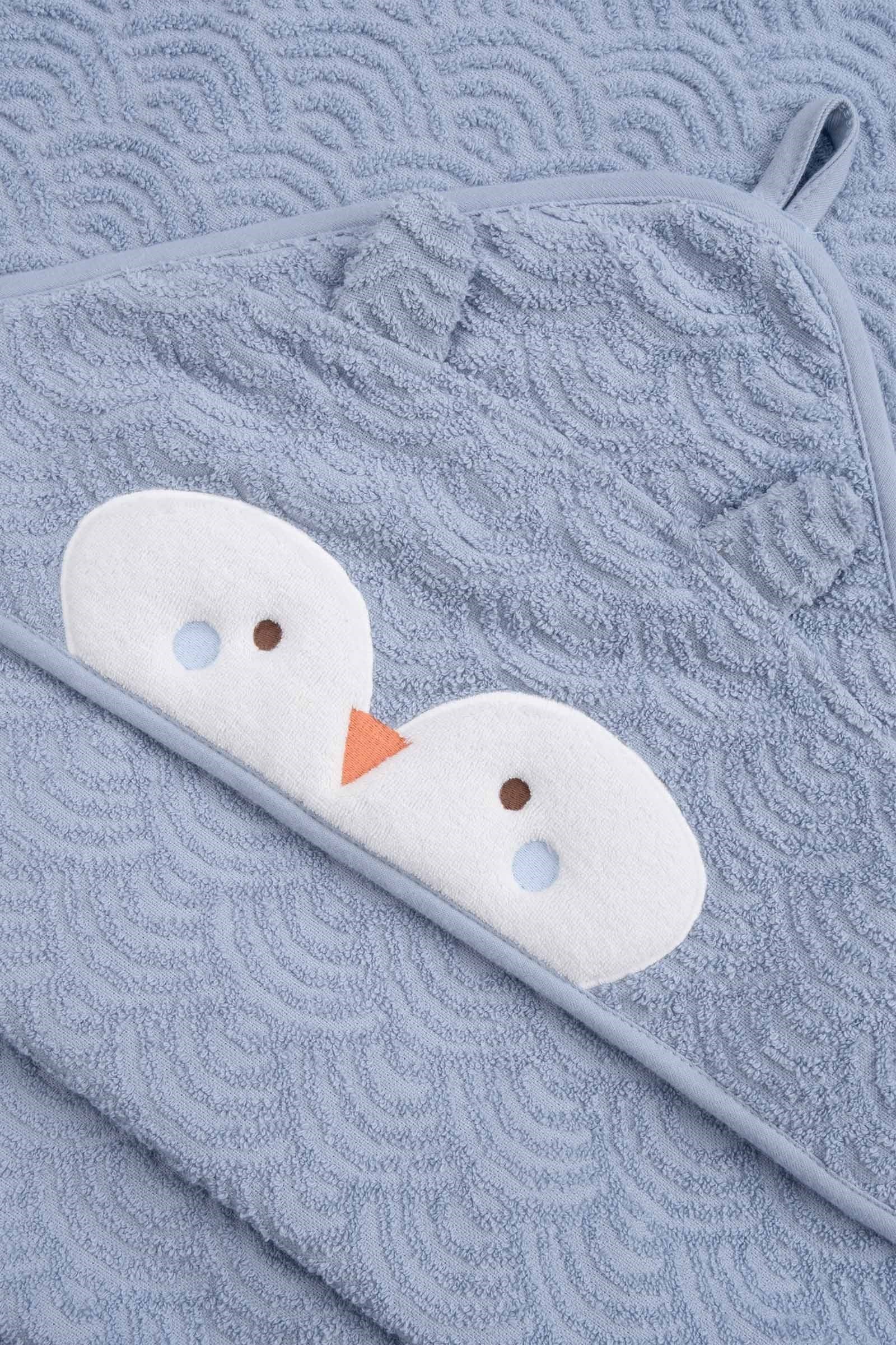 ORGANİK PAMUK MAVİ BAYKUŞ HAVLU KUNDAK SETİ