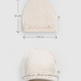 Ters Dikişli Organik Pamuk Ekru Prematüre Şapka