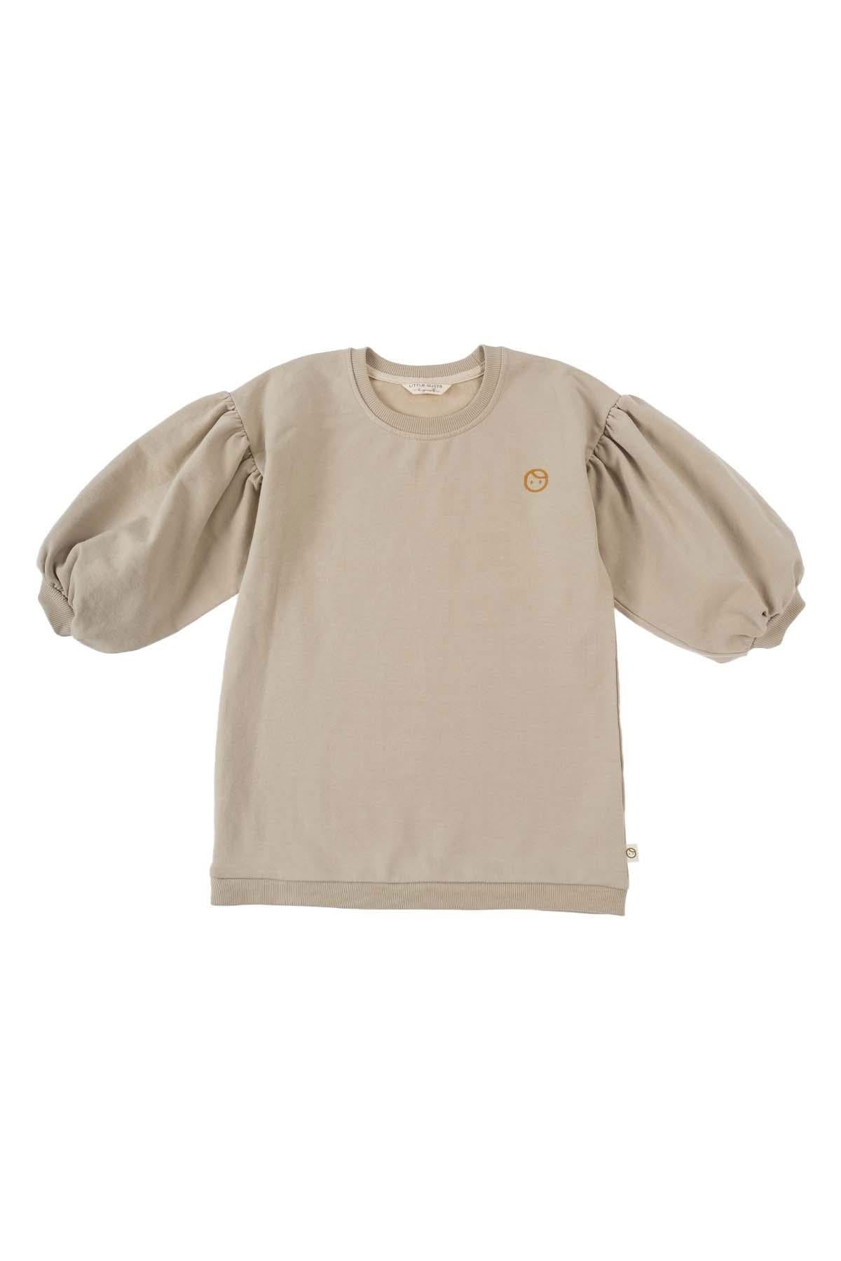Balon Kollu Sweat Çocuk Bej Organik Pamuk - Little Gusto - Çocuk Sweat