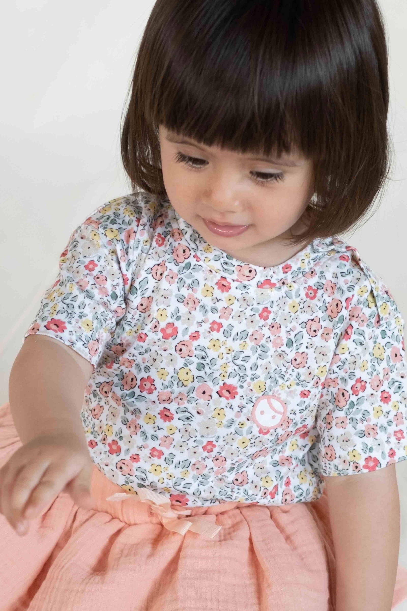 Bambu Çiçek Desenli Çocuk Tişört - Little Gusto - Çocuk Tişört