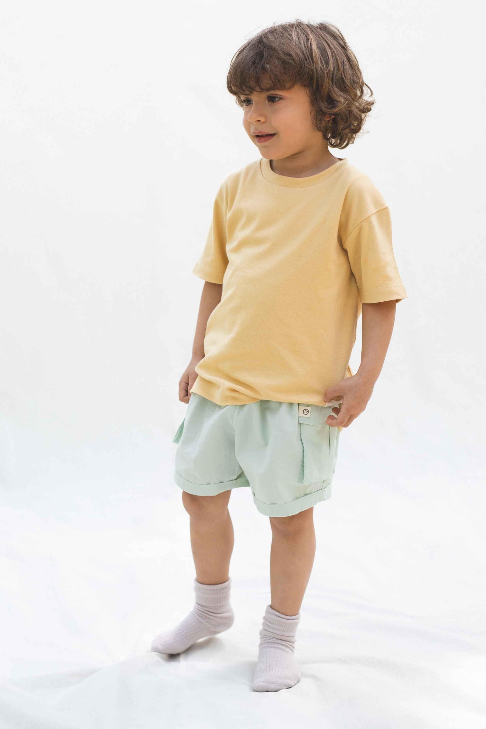 Bambu Oversize Çocuk Tişört Sarı - Little Gusto - Çocuk Tişört
