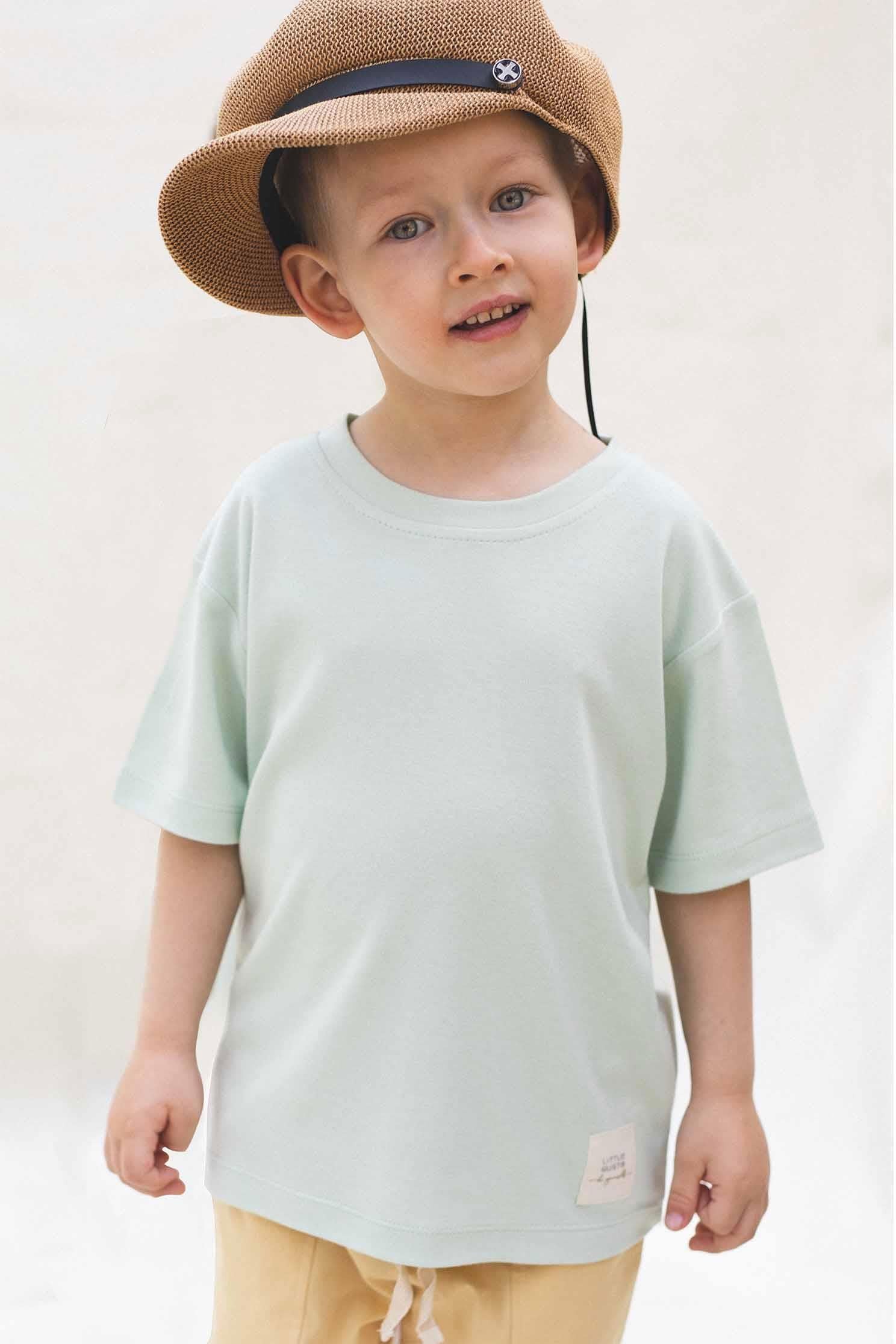 Bambu Oversize Çocuk Tişört Yeşil - Little Gusto - Çocuk Tişört