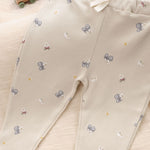 Organik Pamuk Bebek Pantolonu Bej Little Farm Pantolon Little Gusto
