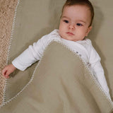 Bebek Müslin Bezi Örtü ve Kese Set Organik Pamuk 120 cm Haki - Little Gusto - Müslin Örtü