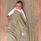Bebek Müslin Bezi Örtü ve Kese Set Organik Pamuk 120 cm Haki - Little Gusto - 