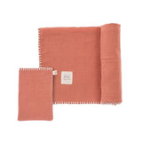 Bebek Müslin Bezi Örtü ve Kese Seti Organik Pamuk 120 cm Pembe - Little Gusto - 