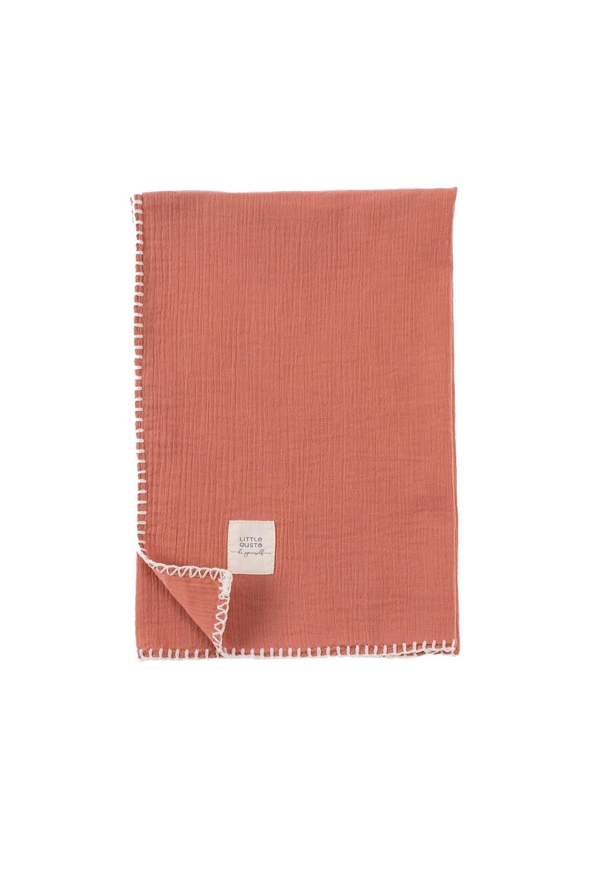 Bebek Müslin Bezi Örtü ve Kese Seti Organik Pamuk 120 cm Pembe - Little Gusto - 