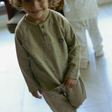 Bebek Pijama Takımı Cosmos Haki Organik  Pamuk - Little Gusto - 
