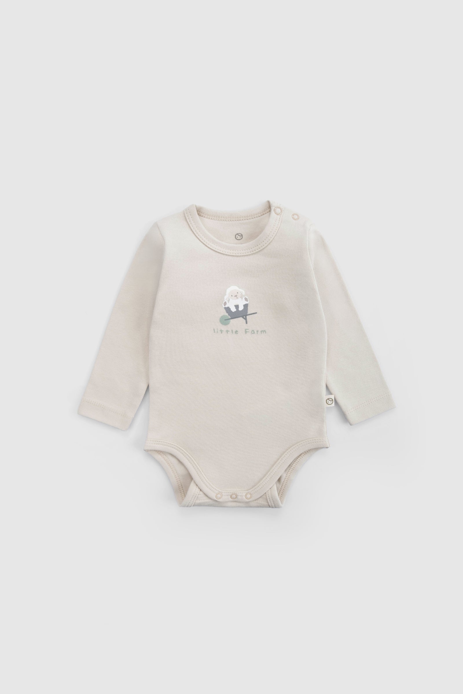 Uzun Kollu Organik Pamuk Bej Body Little Farm Zıbın & Body Little Gusto