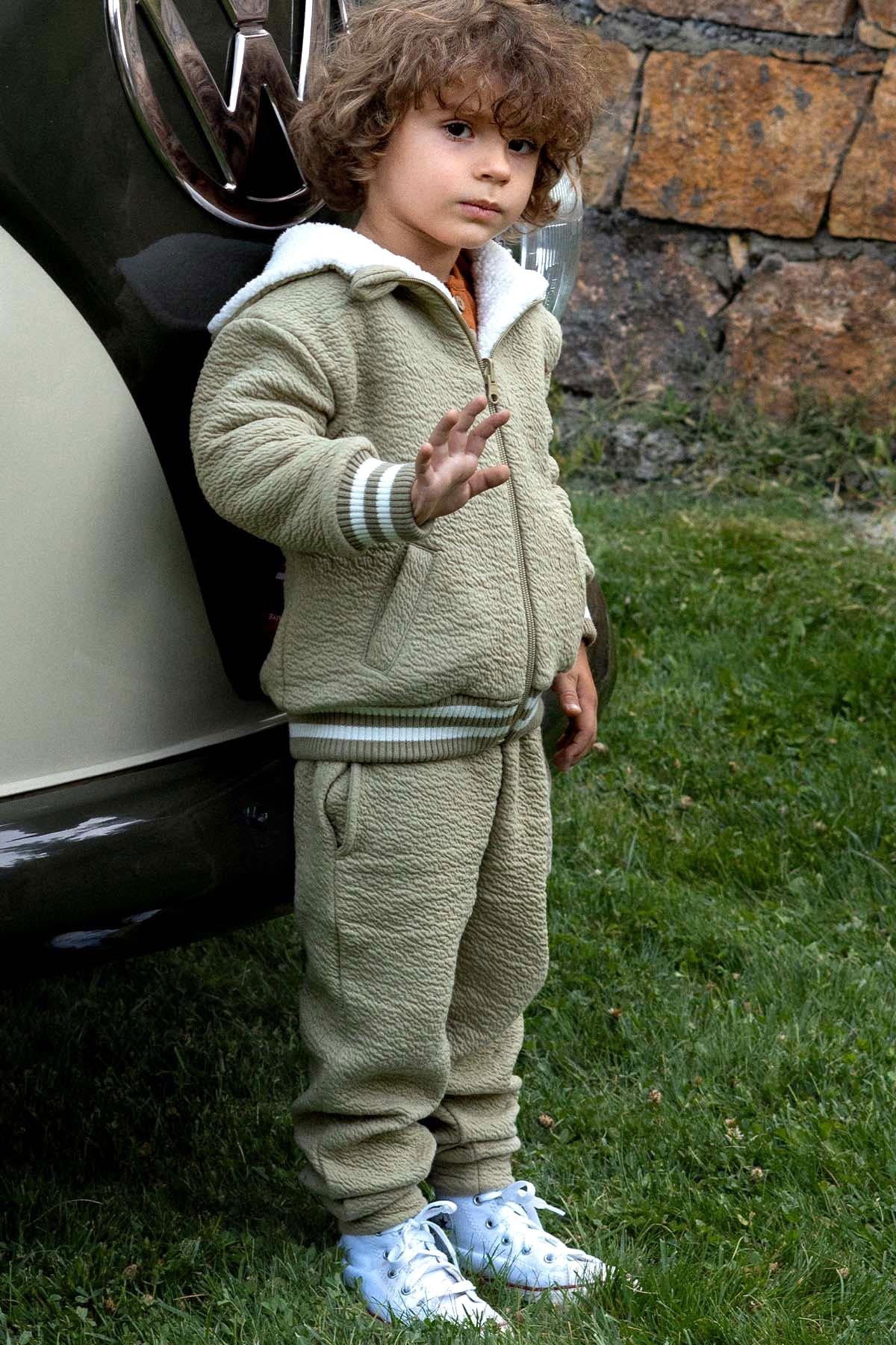 Bürümcük Kapitone Eşofman Altı Bebek Haki - Little Gusto - 