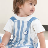 Organik Pamuk Müslin Bebek Salopet Mavi Çizgili Salopet Little Gusto