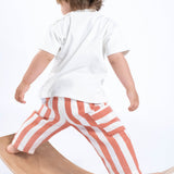 Organik Pamuk Müslin Bebek Pantolonu Turuncu Çizgili Pantolon Little Gusto