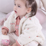 Wellsoft Çiçek Nakışlı Ekru Bebek Ceket Ceket Little Gusto