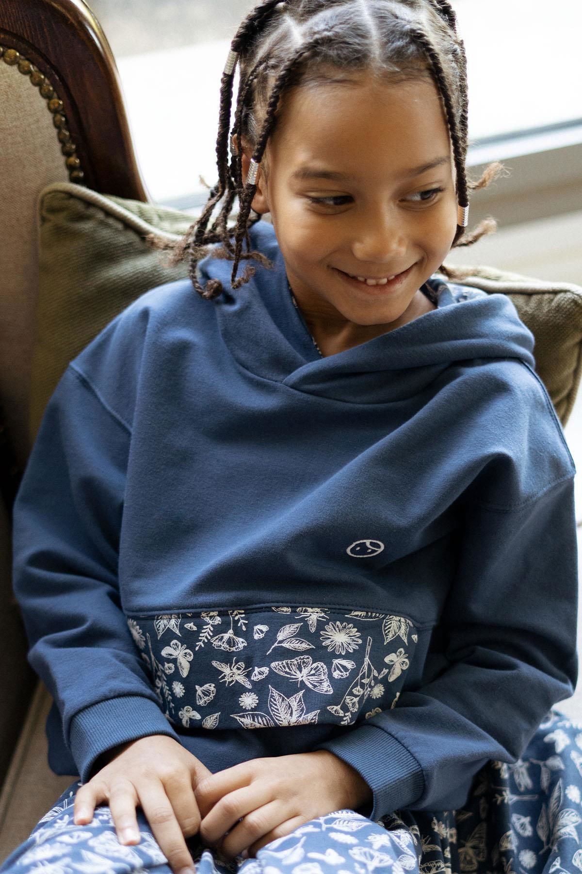Cepli Kapüşonlu Sweat Çocuk Lacivert Organik Pamuk - Little Gusto - Çocuk Sweat