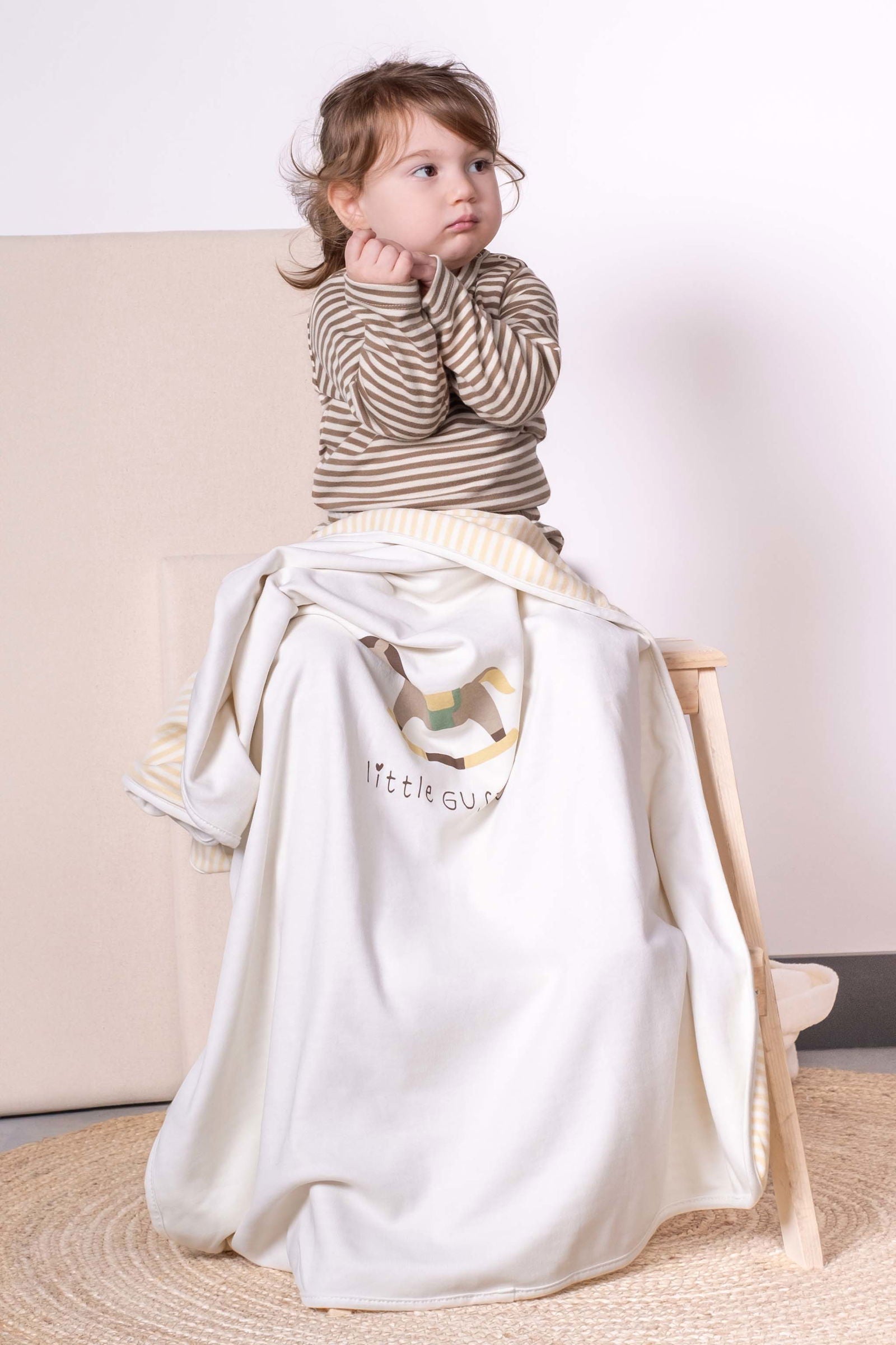 Çift Katlı Organik Pamuk Bebek Battaniyesi Playtime Ayıcık Desenli - Little Gusto - 