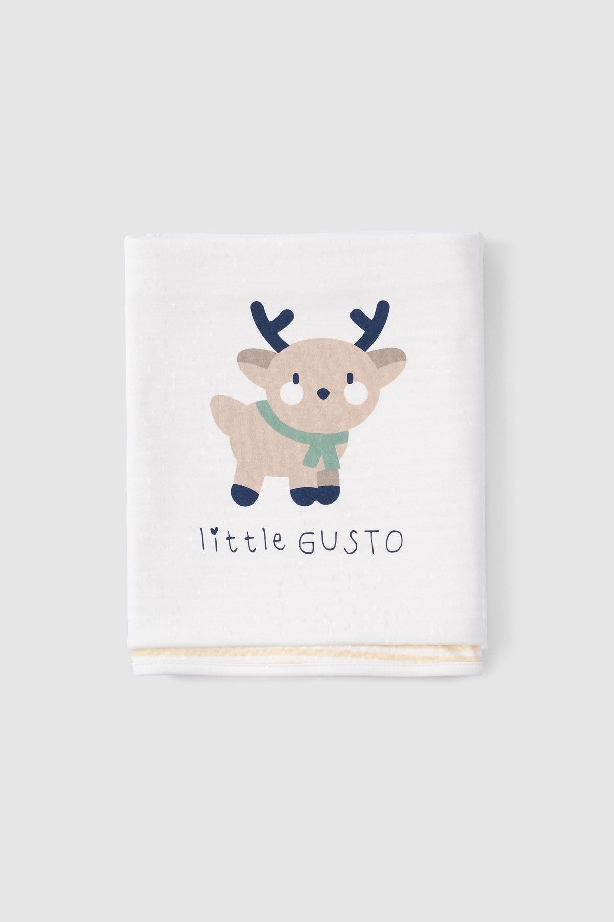 Çift Katlı Organik Pamuk Bebek Battaniyesi Playtime Geyik Desenli - Little Gusto - Yenidoğan Battaniye