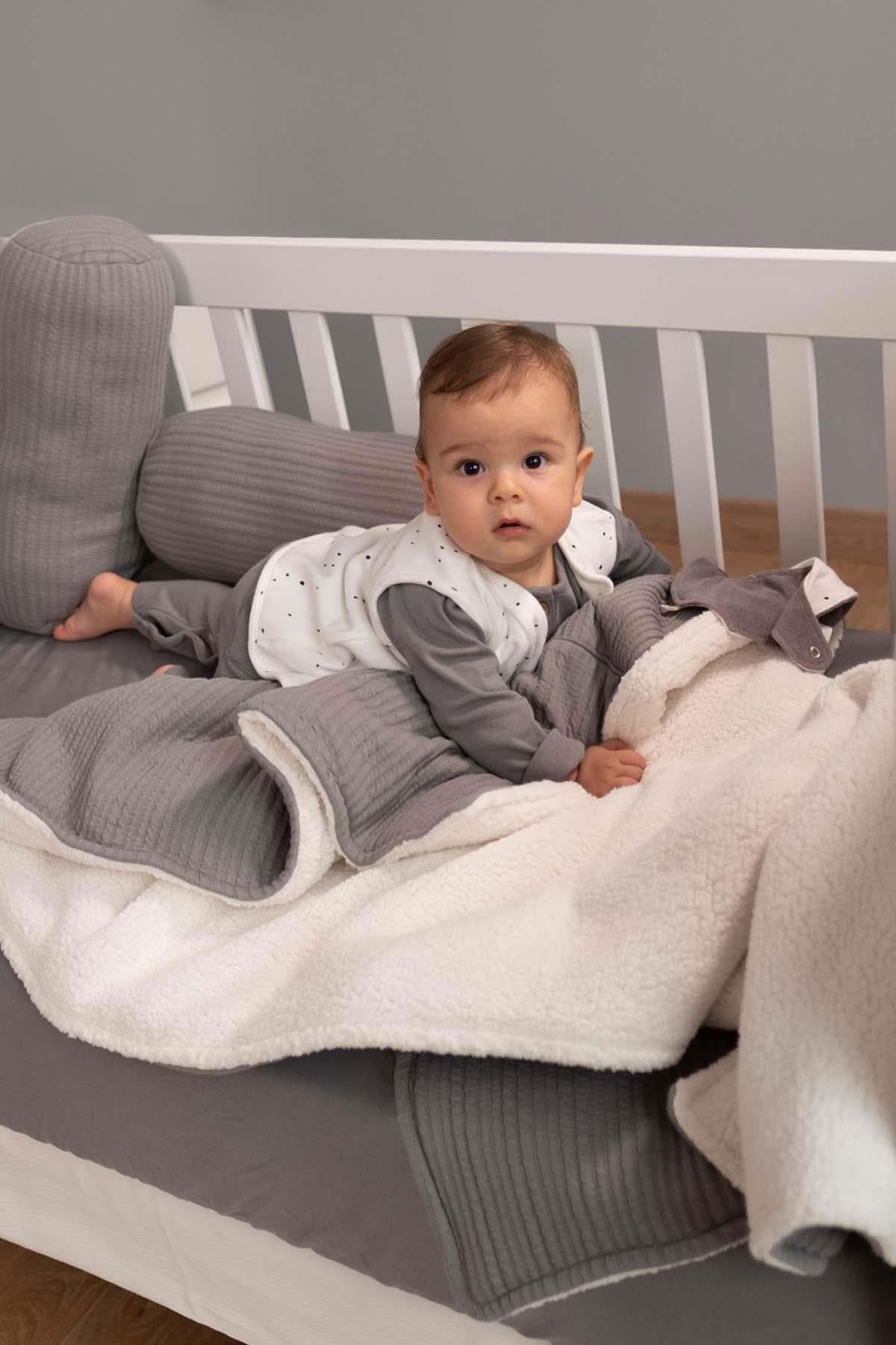 Çift Taraflı Yelek Bebek Cosmos Beyaz Organik Pamuk - Little Gusto - Yenidoğan Yelek