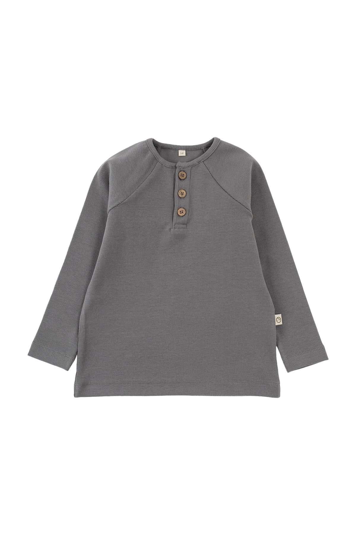 Çocuk Kaşkorse Sweatshirt Gri Organik Pamuk - Little Gusto - Çocuk Sweat