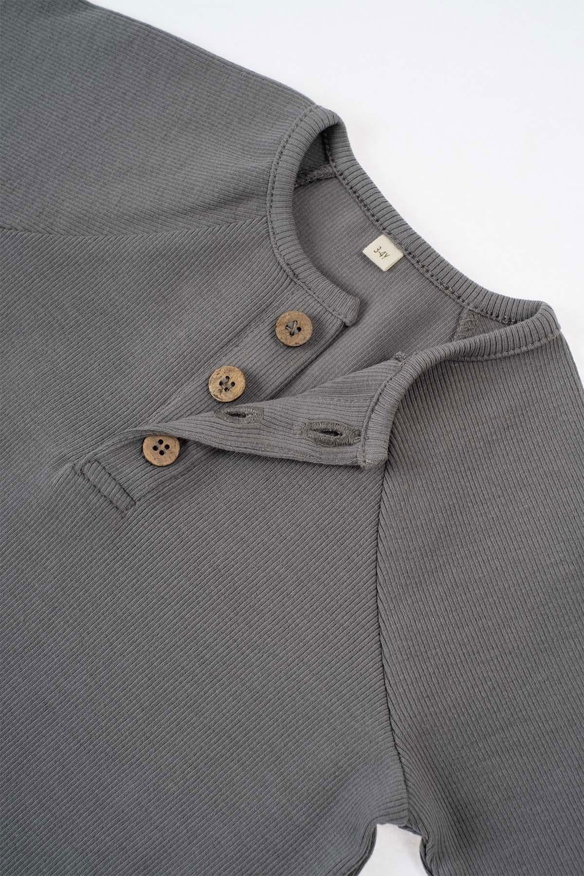 Çocuk Kaşkorse Sweatshirt Gri Organik Pamuk - Little Gusto - 