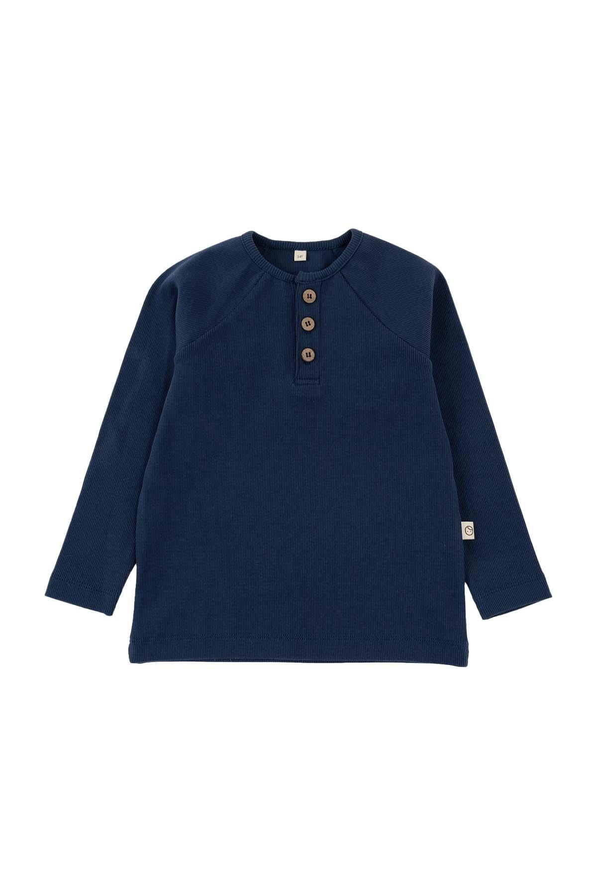 Çocuk Kaşkorse Sweatshirt Lacivert Organik Pamuk - Little Gusto - Çocuk Sweat