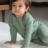 Çocuk Kaşkorse Sweatshirt Yeşil Organik Pamuk - Little Gusto - 