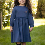 Fırfırlı Elbise Bebek Lacivert Organik Pamuk - Little Gusto - 