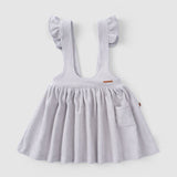 Fitilli Kadife Bebek Gri Jile Elbise - Little Gusto