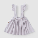 Fitilli Kadife Bebek Gri Jile Elbise - Little Gusto