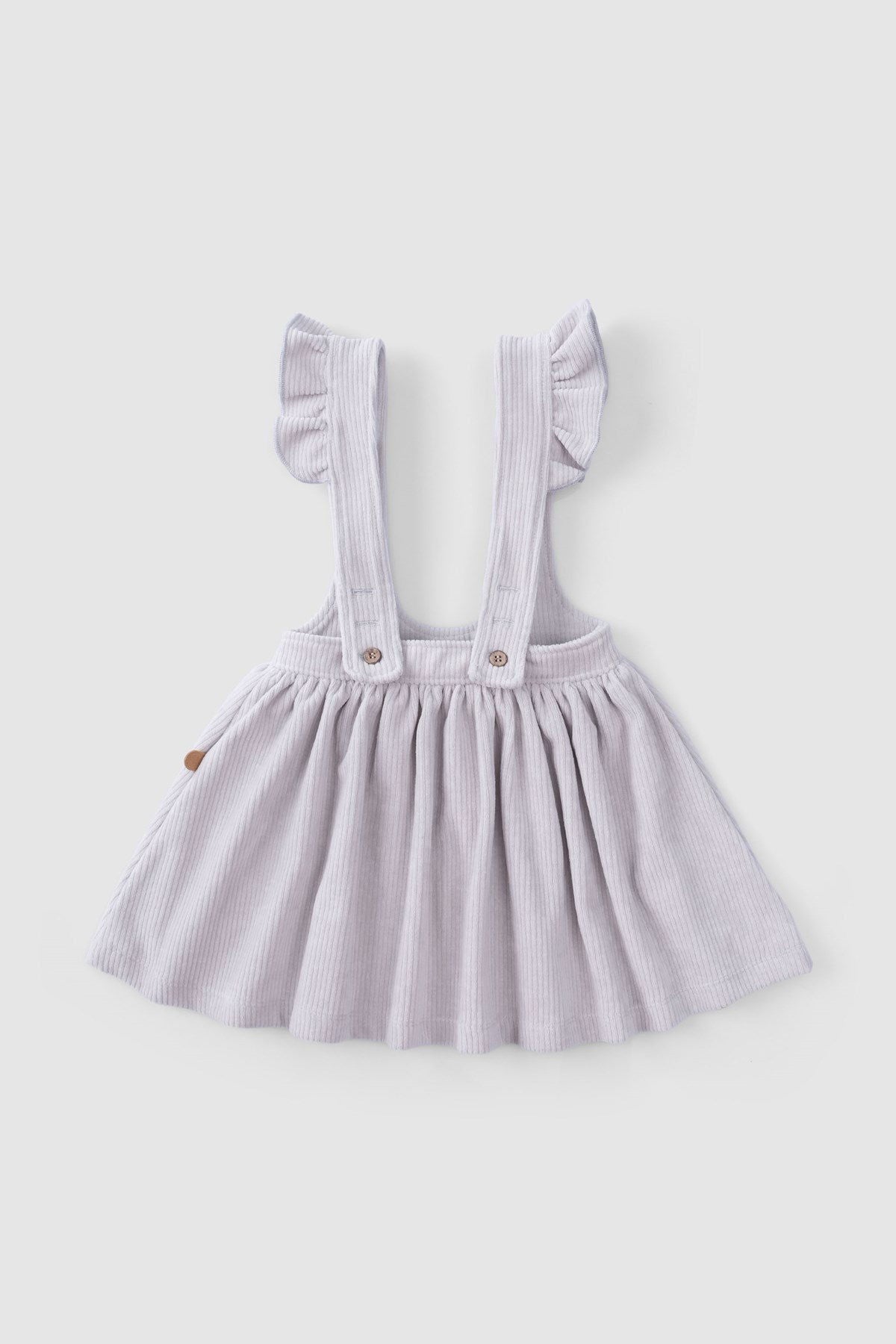 Fitilli Kadife Bebek Gri Jile Elbise - Little Gusto