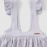 Fitilli Kadife Bebek Gri Jile Elbise - Little Gusto