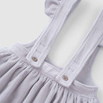 Fitilli Kadife Bebek Gri Jile Elbise - Little Gusto