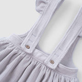 Fitilli Kadife Bebek Gri Jile Elbise - Little Gusto