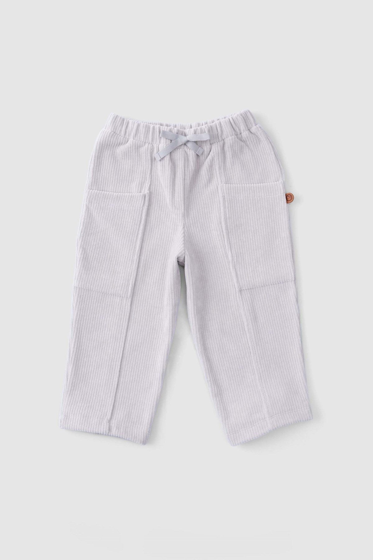 Fitilli Kadife Bebek Pantolon Gri - Little Gusto