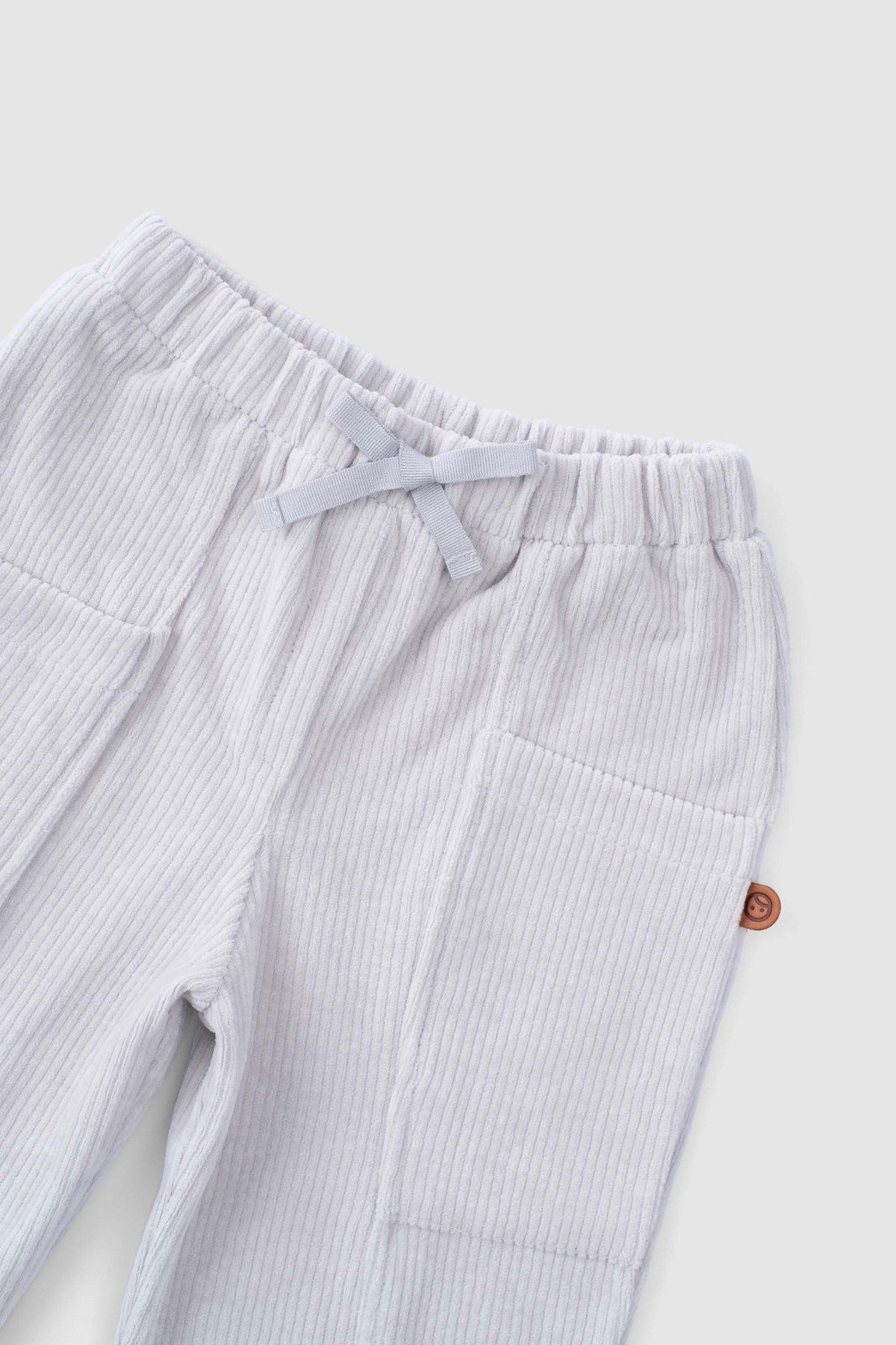 Fitilli Kadife Bebek Pantolon Gri - Little Gusto