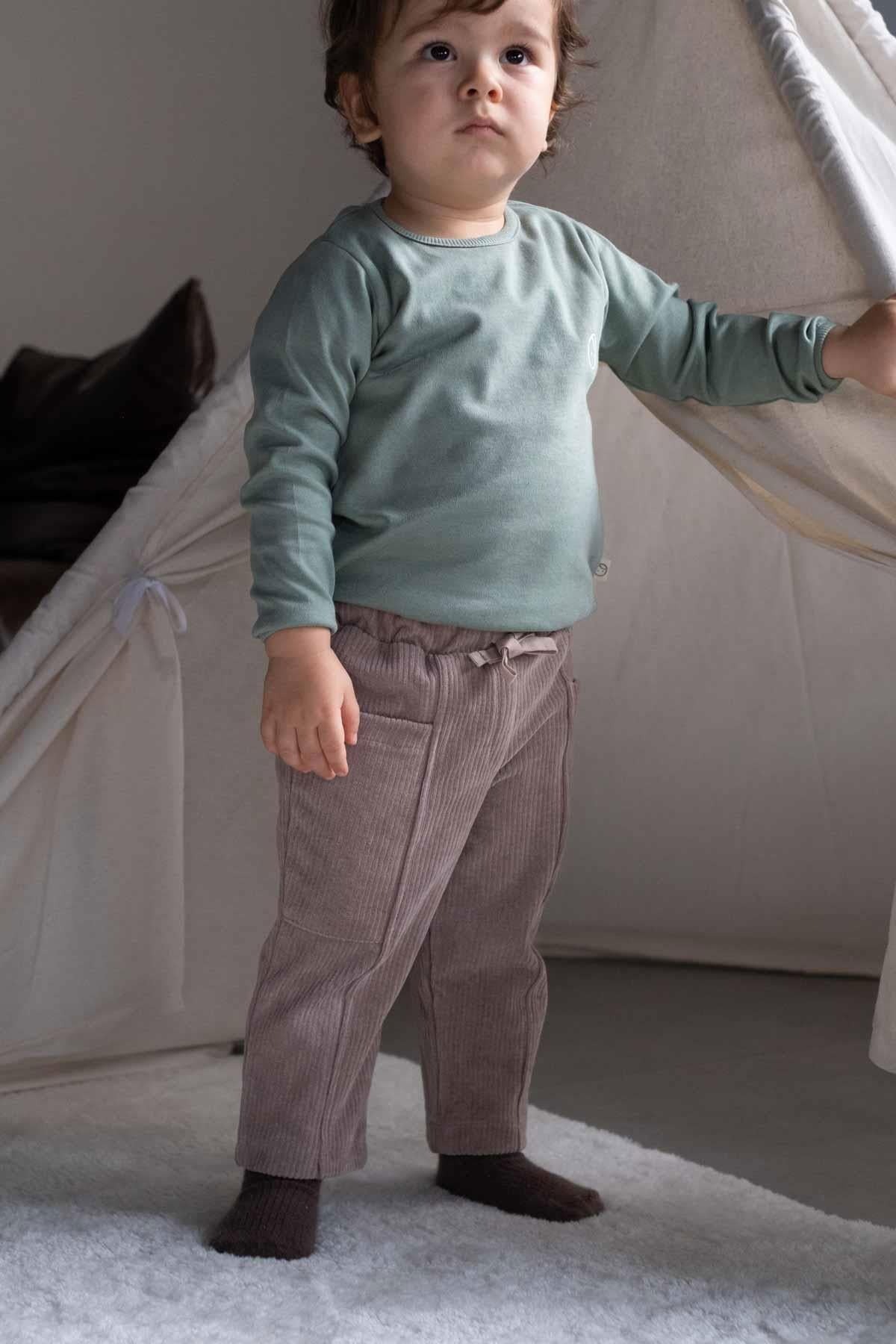 Fitilli Kadife Bebek Pantolon Kahve - Little Gusto