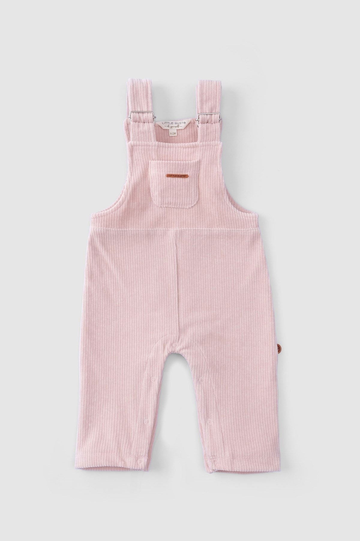 Fitilli Kadife Bebek Salopet Pembe - Little Gusto