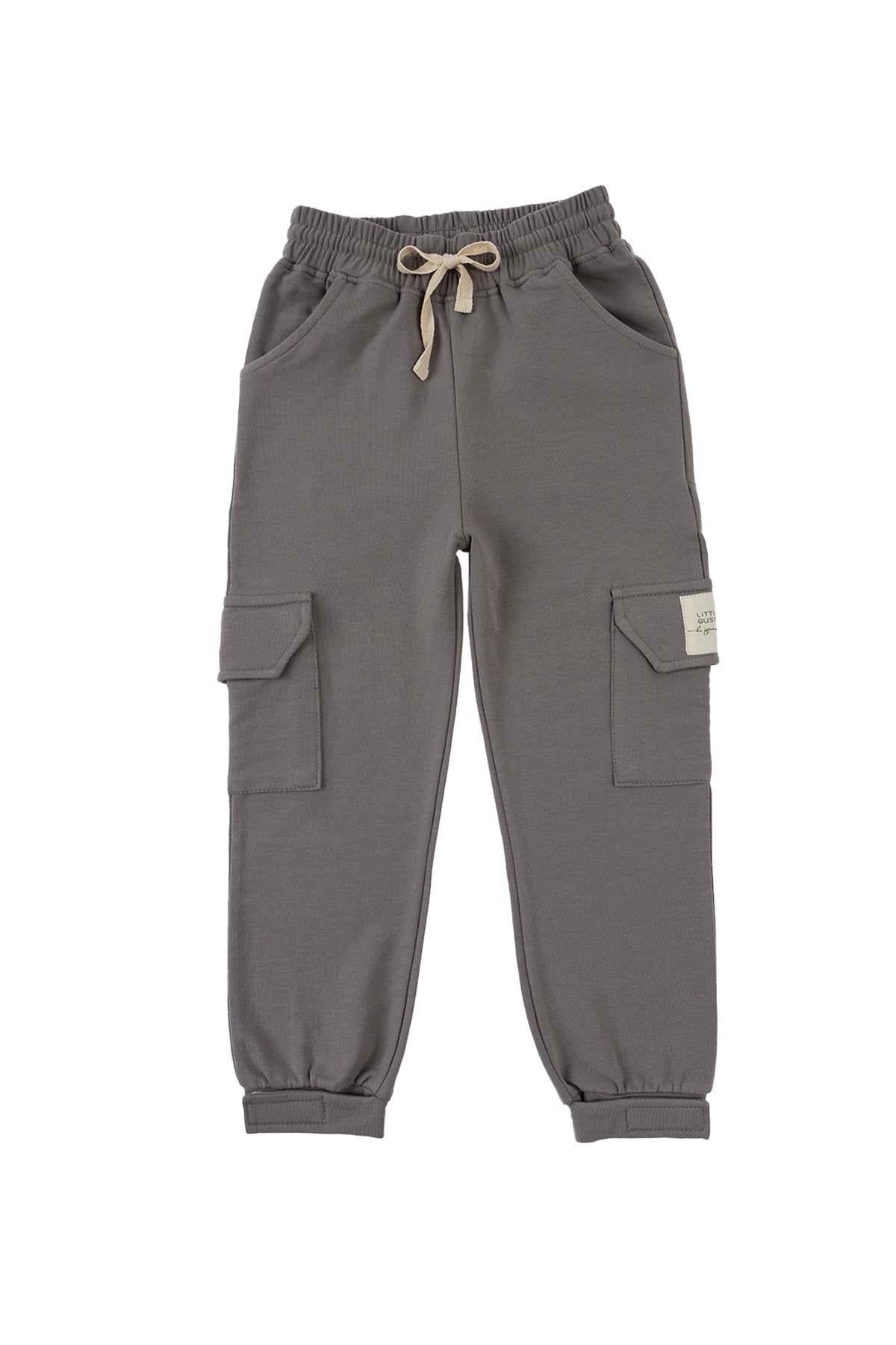 Jogger Pantolon Çocuk Gri Organik Pamuk - Little Gusto - 