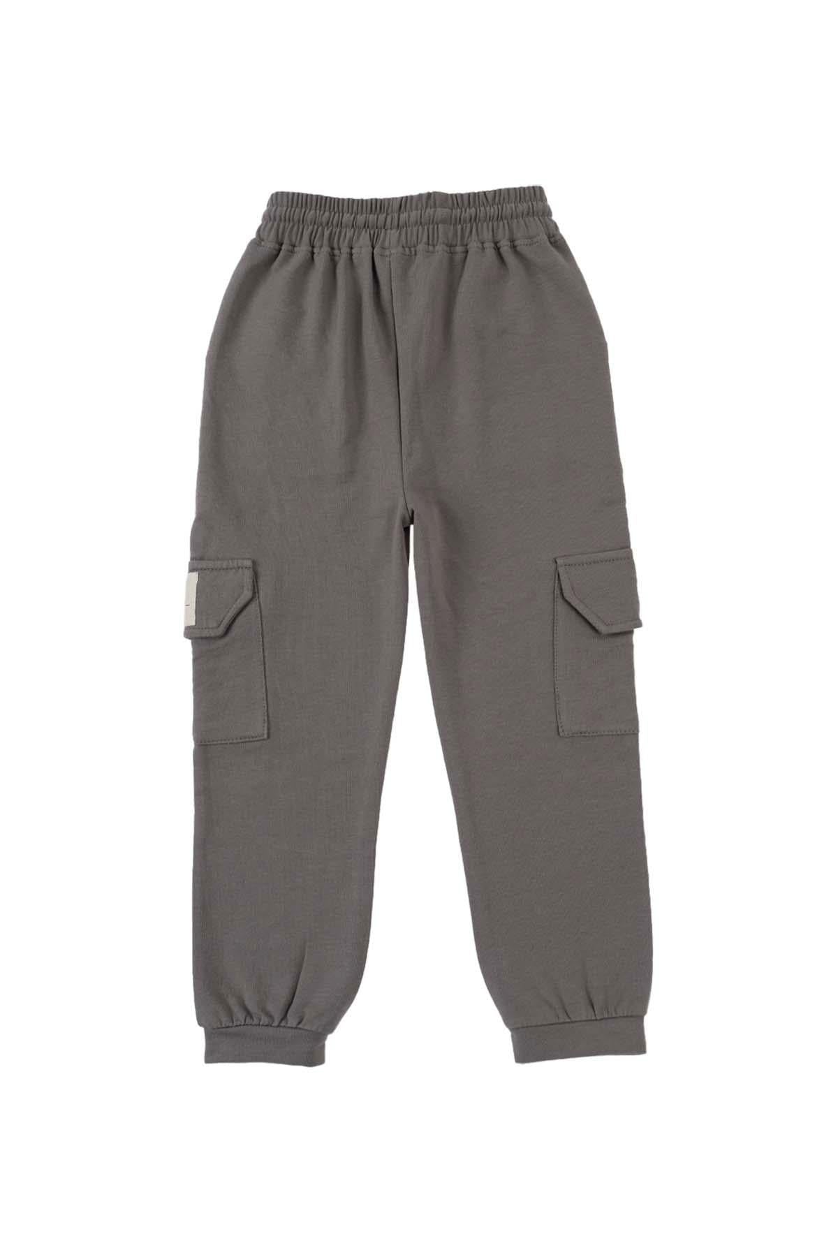 Jogger Pantolon Çocuk Gri Organik Pamuk - Little Gusto - 