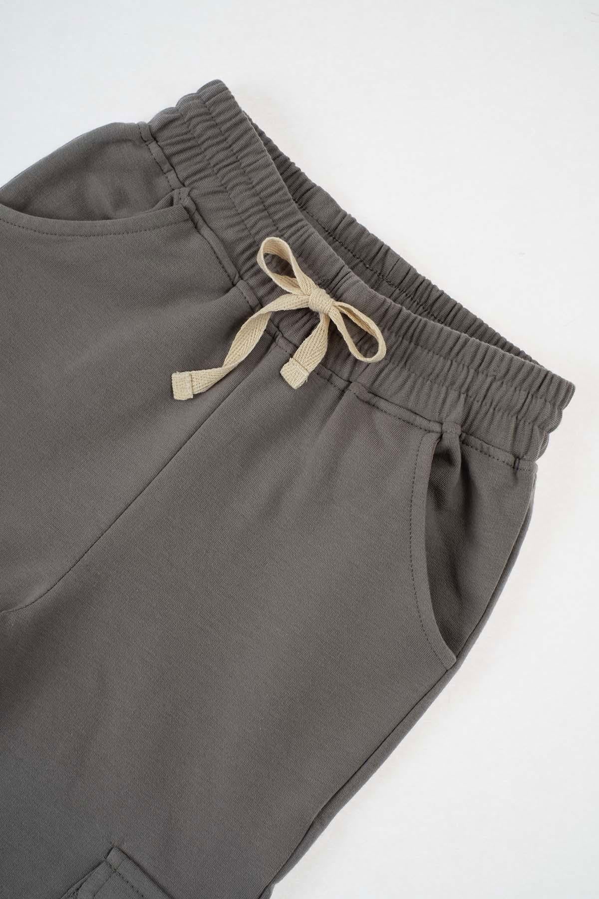 Jogger Pantolon Çocuk Gri Organik Pamuk - Little Gusto - 