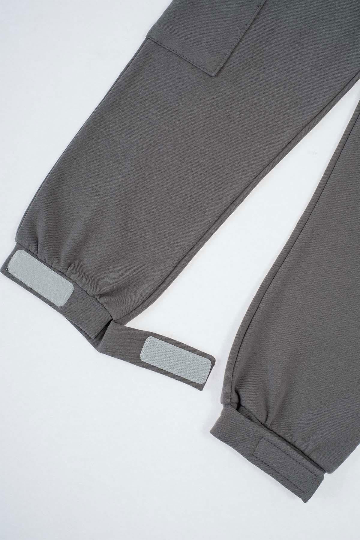 Jogger Pantolon Çocuk Gri Organik Pamuk - Little Gusto - 