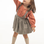 Kadife Jile Elbise Bebek Gri - Little Gusto