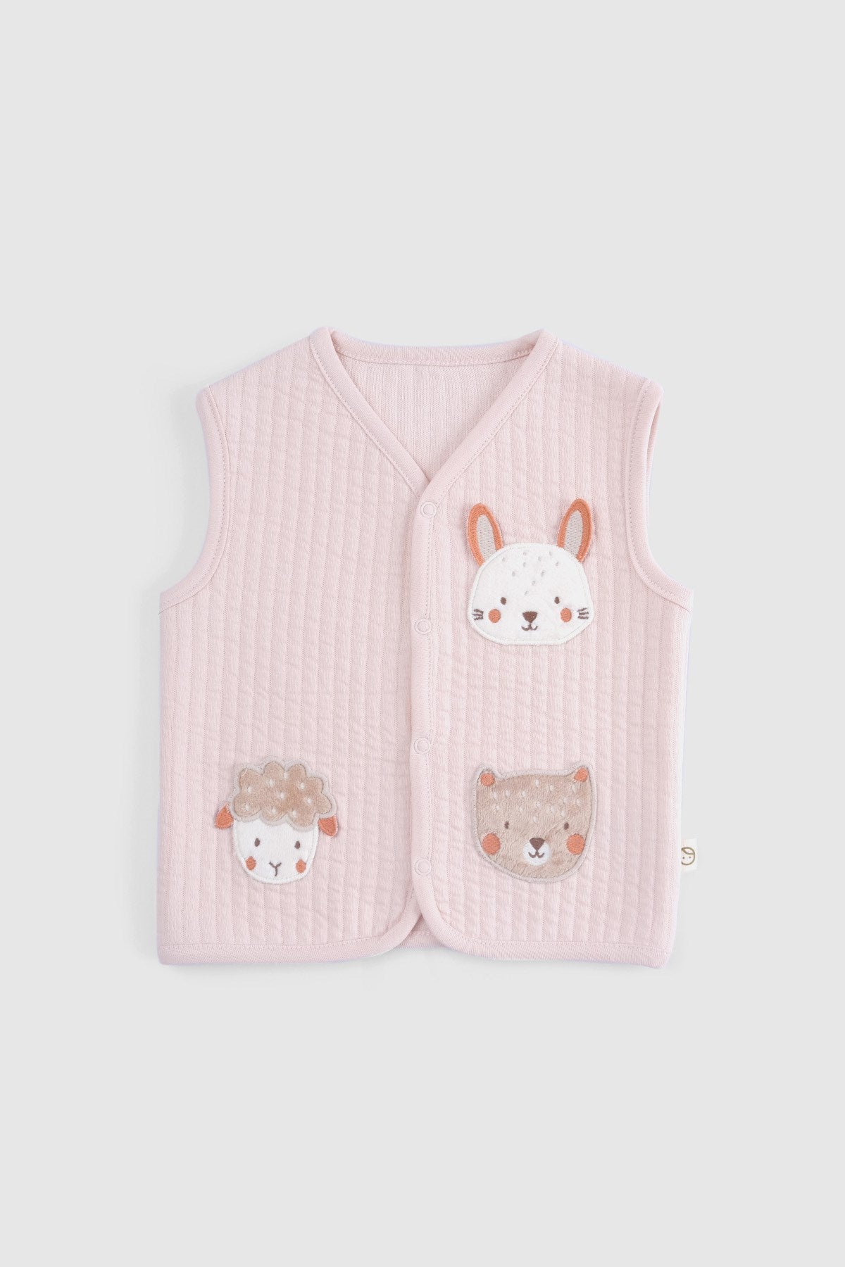Kapitone Aplikeli Pembe Bebek Yelek - Little Gusto