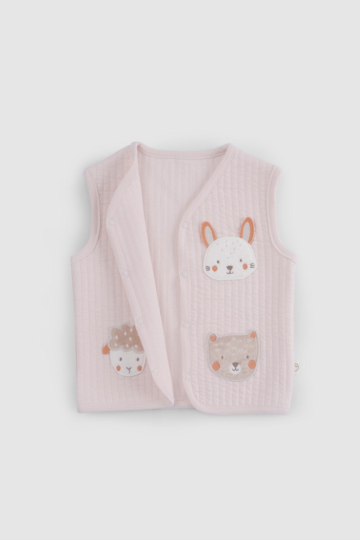 Kapitone Aplikeli Pembe Bebek Yelek - Little Gusto