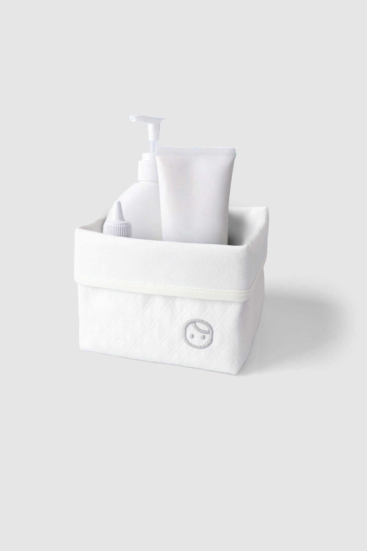 Kapitone Organik Pamuk Organizer Sepet 15x17 cm Beyaz - Little Gusto