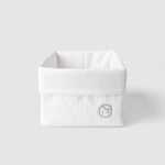 Kapitone Organik Pamuk Organizer Sepet 15x17 cm Beyaz - Little Gusto