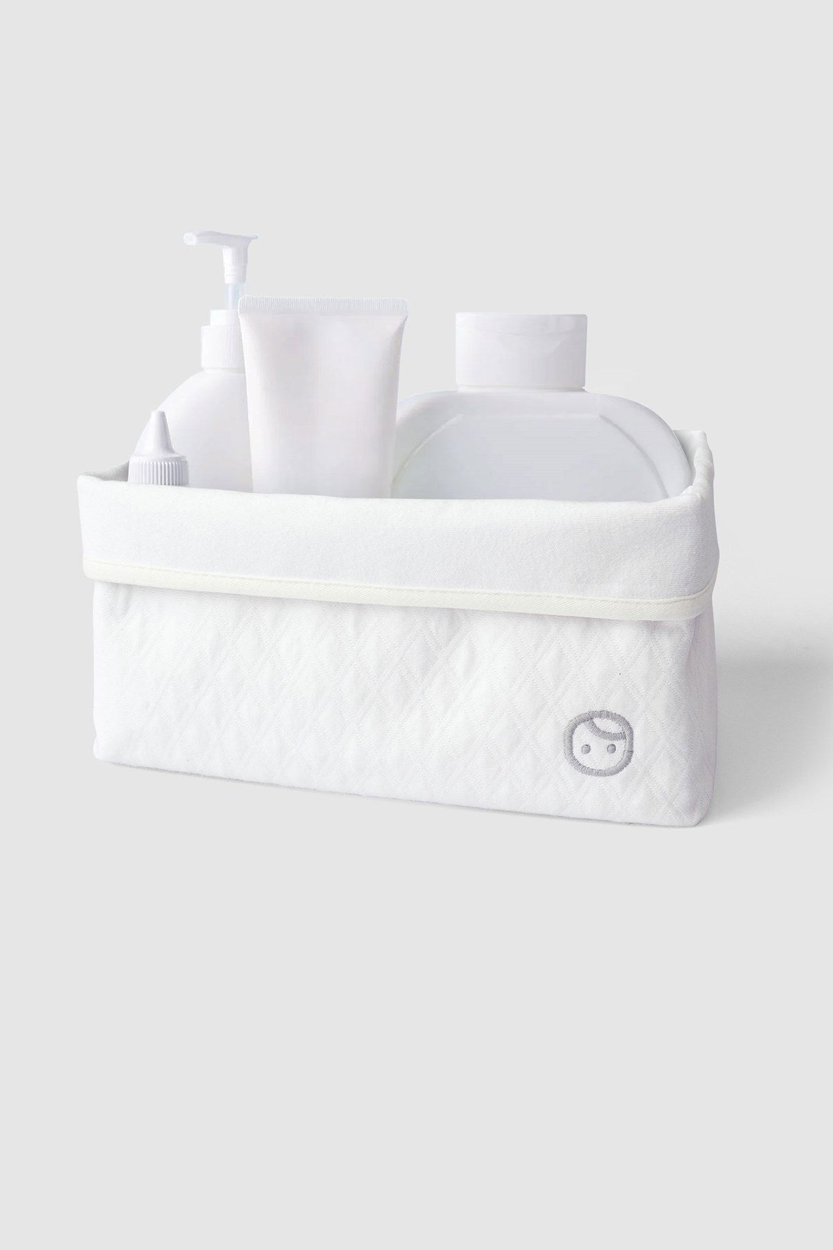 Kapitone Organik Pamuk Organizer Sepet 25x16 cm Beyaz - Little Gusto