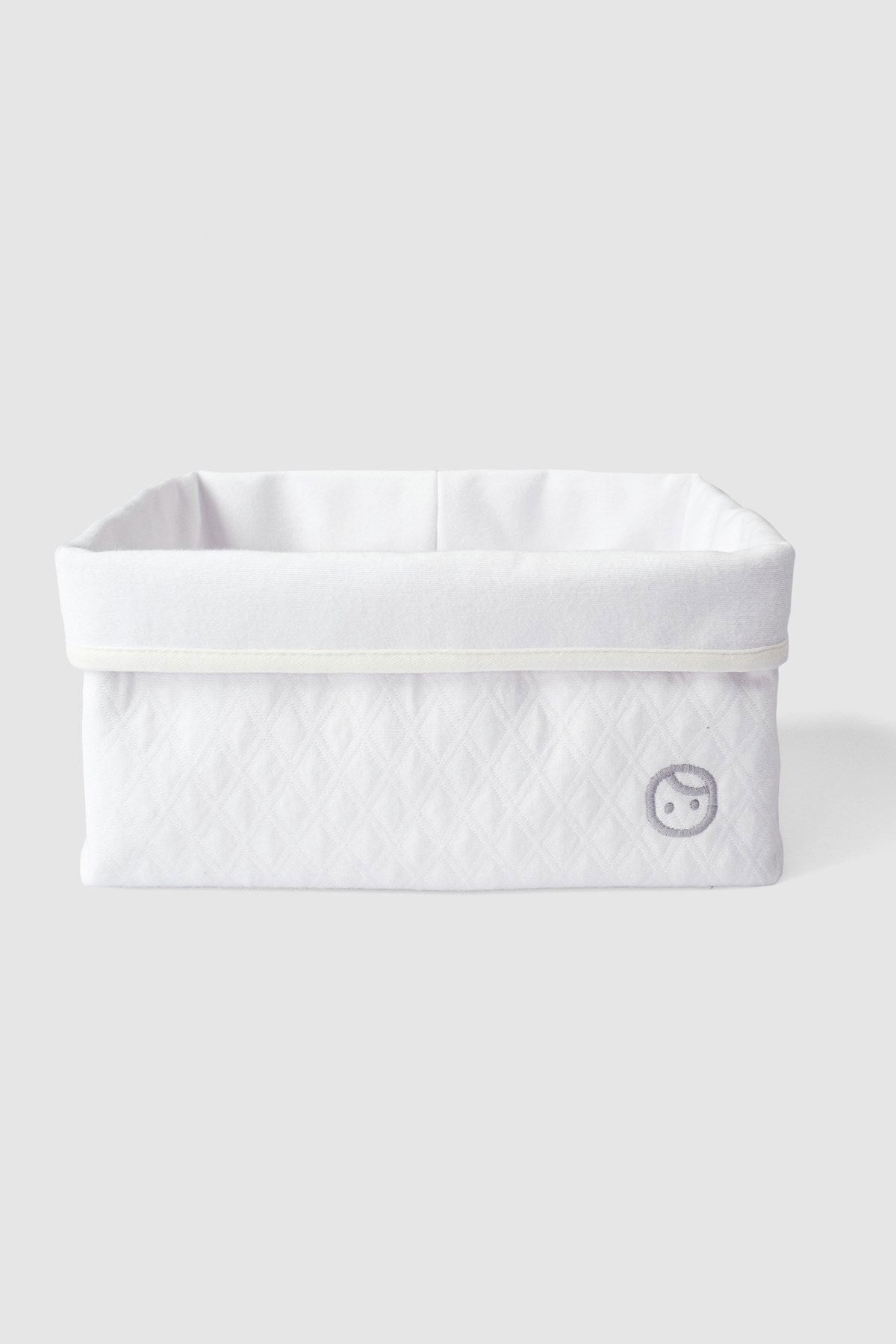 Kapitone Organik Pamuk Organizer Sepet 25x16 cm Beyaz - Little Gusto